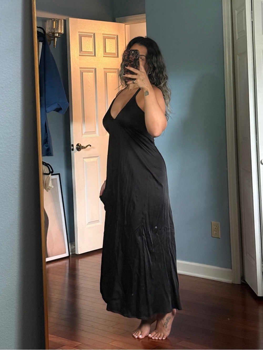 Halter Open Back Satin Dress